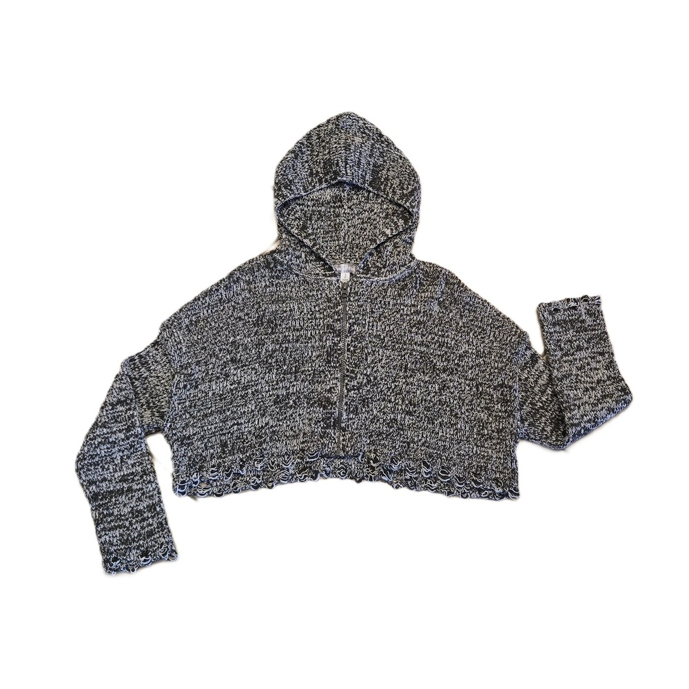 URBAN OUTFITTERS Cropped Knit Zip Hoodie‎ Raw Edges Women's Small